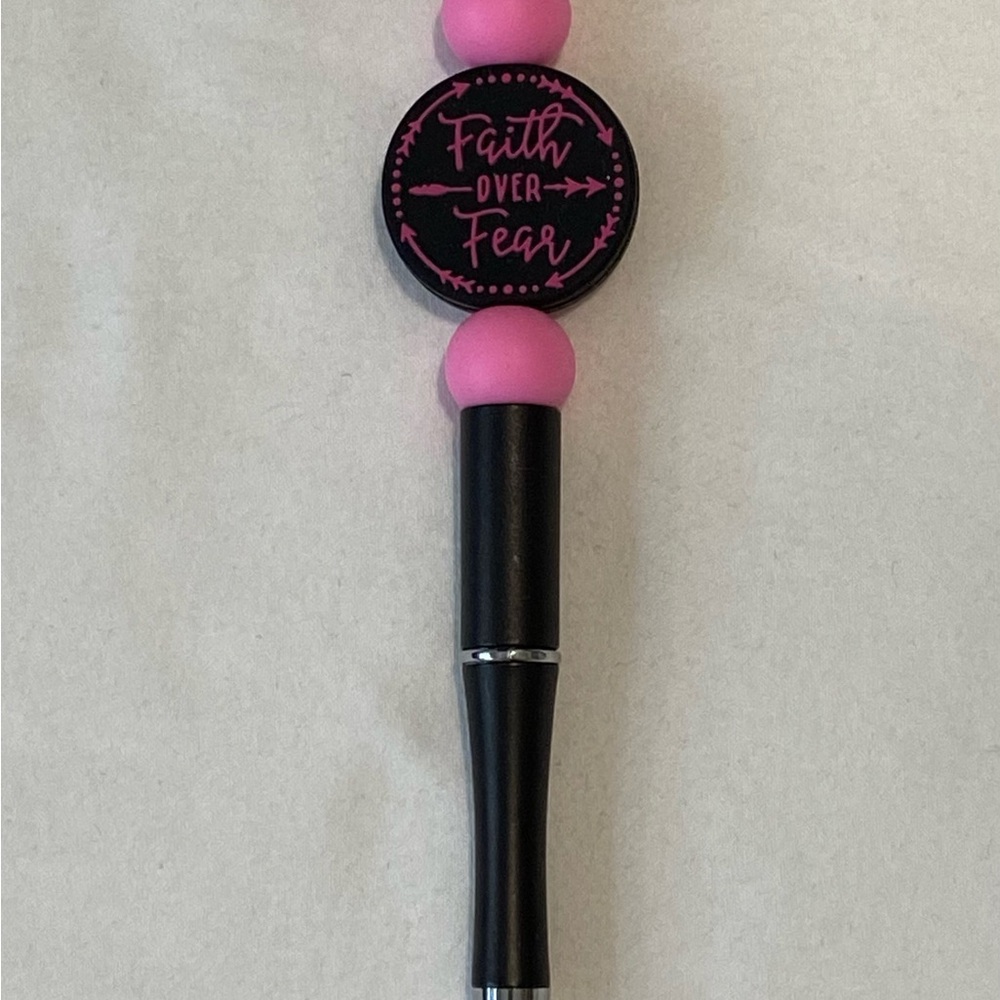 Hand Made Pink & Black Faith Over Fear Pen